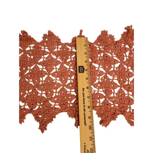 VTG HAND CROCHETED XL 24" MAUVE DOILY PINK FLOWER TABLE RUNNER DRESSER SCARF - Picture 6 of 6